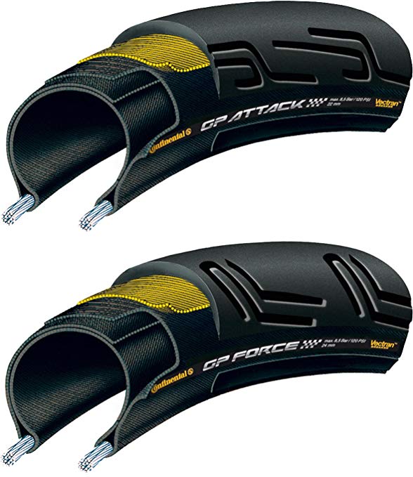 Continental Attack/Force III Combo Road Bicycle Clincher Tire Set - Folding