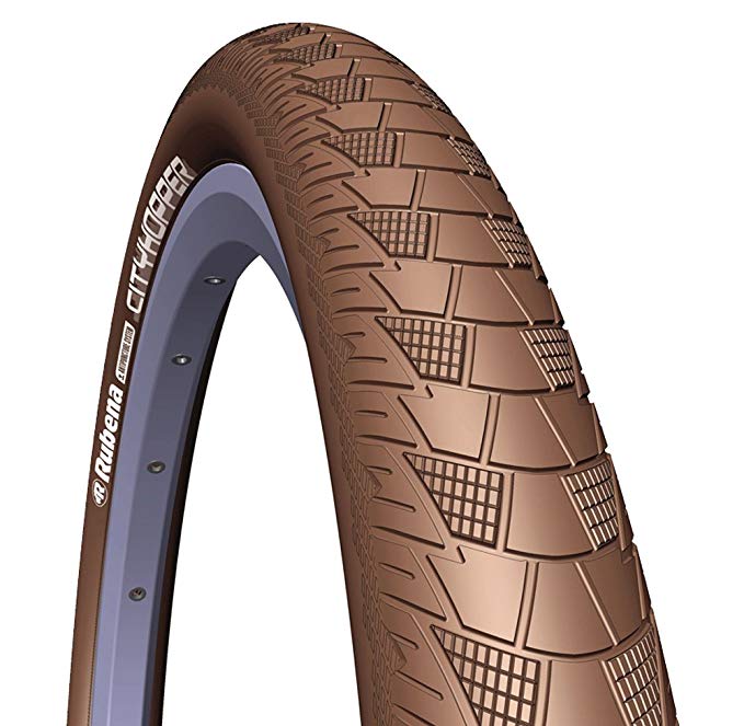 Rubena V99 City Hopper Bicycle Tire with Anti-Puncture System and Reflective Sidewall (Brown, 26x2.0-Inch)