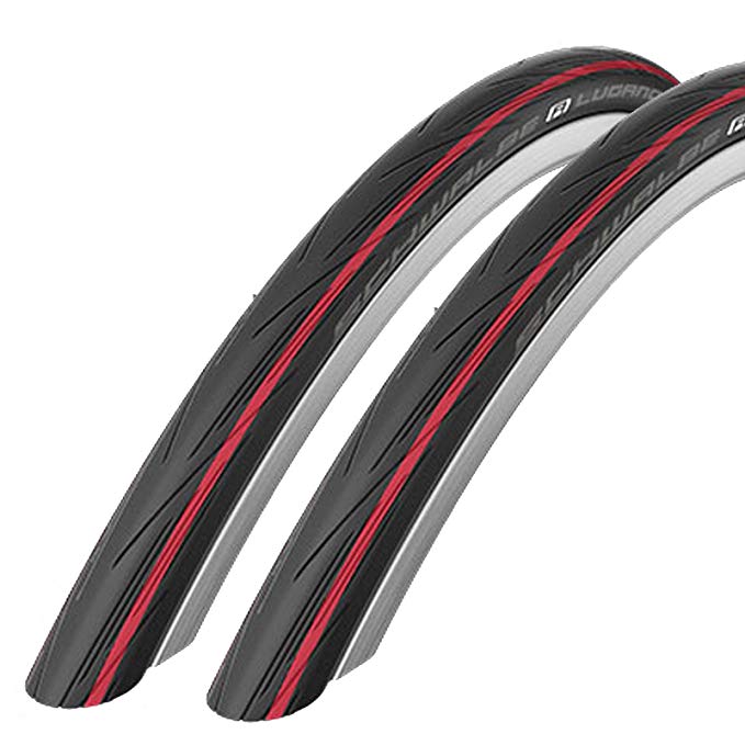 2x Schwalbe Lugano 700c x 25 Road Racing Bike Tires - Red