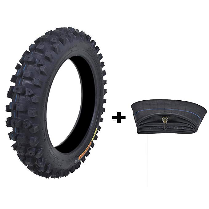 Kenda 80/100-12 Rear Tire And Inner Tube Set | Dual Enduro Motocross Motorcycle Mud Off Road Tires & Tubes