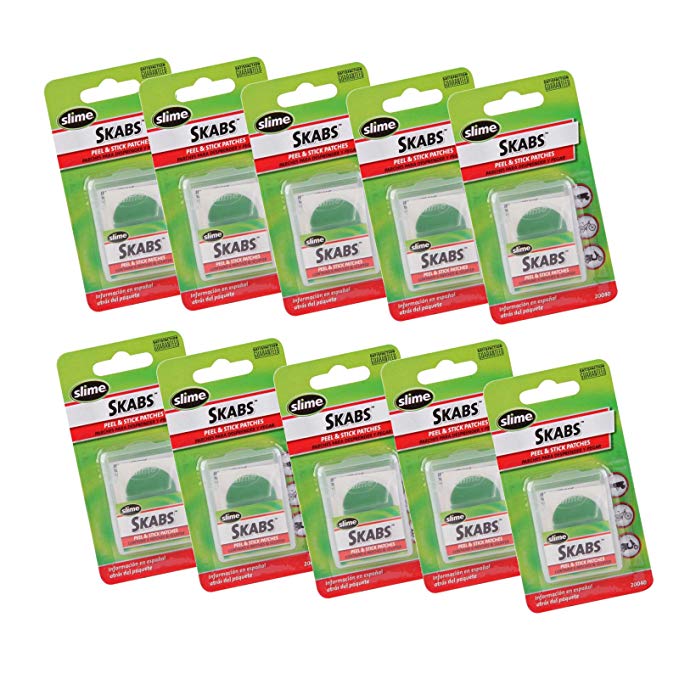 Slime Skabs 6 Peel & Stick Puncture Repair Patches for Bike Inner Tubes (Pack of 10)